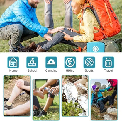 Home Car First Aid Kit Refill Supplies for Business 300Pcs Emergency Kits Urgent Essential for Workpalce Outing Skating Waterproof First Aid Blue Bag for Backpacking 1st Aid - style: Blue-300Pcs