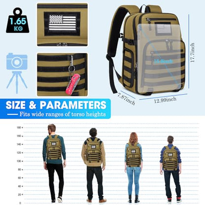 SDYSM Camera Backpack Bag Professional for DSLR/SLR Mirrorless Camera Waterproof 15.6 inch Tactical Camera Bags for Photographers with Rain Cover, Tripod Holder, Small Bag Photography Backpack Case - color: Brown
