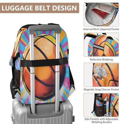 Bolaz Pattern Of A Basketball Travel Backpack 14 Inch Laptop Computer Bag Sturdy School Bag College Bookbag