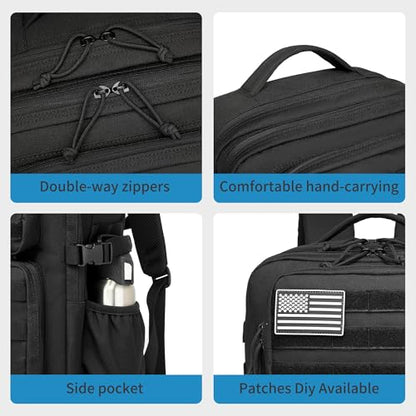 Wotony Military Tactical Backpack for Men Waterproof Daypack 3 Day Assault Pack Molle Bag with Water Bottle Holder - color: Grey, size: 35L