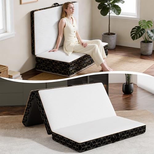 GEMBED Tri-Fold Memory Foam Mattress Full - 6 Inch Portable Folding Sofa Bed with Handle & Washable Cover, Floor Sofa Bed with Non-Slip Base, Space-Saving for Room, Travel, Guest Bed, RV, 73"x52"x6" - size: Full, style: 6 Inch