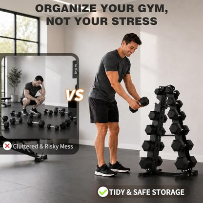 LIONSCOOL 5/6 Tier A-Frame Dumbbell Rack Stand Only, Heavy Duty Steel Weight Rack for Home Gym, Space-Saving Dumbbell Stand (200/300/600LBS Capacity) - size: 6 Tier 5-60LB