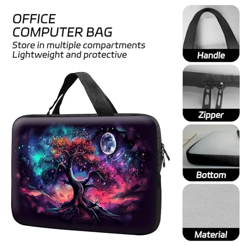 14 15 15.4 15.6 inch Laptop Handle Bag Computer Bag, Pouch Holder Notebook Sleeve Cover Soft Case Compatible for Dell,Lenovo,Toshiba HP, Asus Notebook-Glowing Tree Moon - color: Glowing Tree Moon