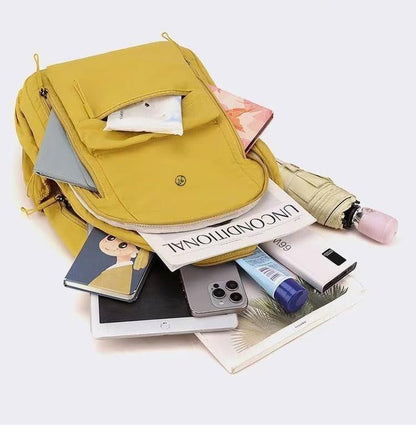 Casual Backpack, Multi-Pocket Design with Front Zipper Compartment (Yellow) - color: Yellow