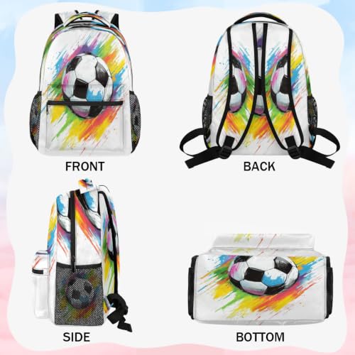 Colorful Soccer Ball Womens Travel Backpack | 15.6 Inch Laptop Backpack, Lightweight Casual Daypack, Water Resistant, Cute Work Backpacks, Large Capacity - color: Multicolor5