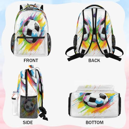 Colorful Soccer Ball Womens Travel Backpack | 15.6 Inch Laptop Backpack, Lightweight Casual Daypack, Water Resistant, Cute Work Backpacks, Large Capacity - color: Multicolor5