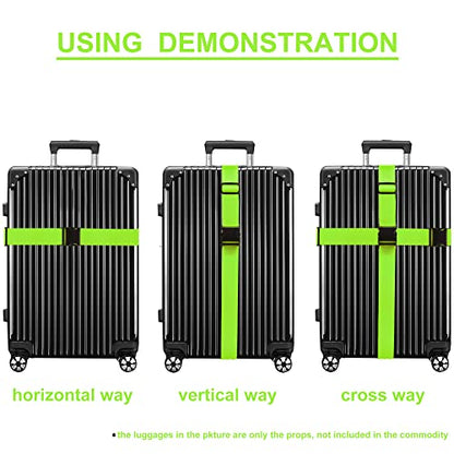 Luggage Straps for Suitcases TSA Approved Travel Belt 4 Pack by Chelmon (Green) - color: Green