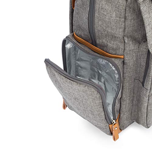 Parker Baby Co. Diaper Backpack - Large Diaper Bag with Insulated Pockets, Stroller Straps and Changing Pad -Birch Bag - Gray - color: Gray