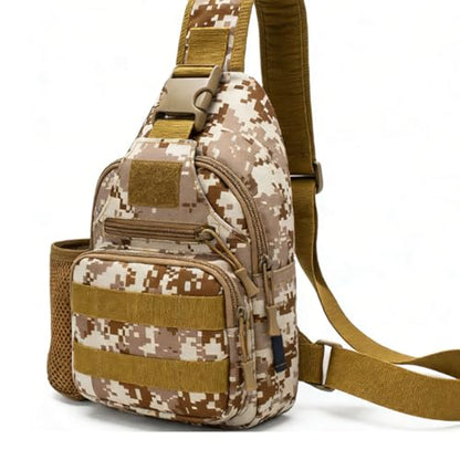RiToEasysports Sling Backpack, Multifunctional Chest Shoulder Sling Bag Outdoor Pack Adjustable Breathable Strap for Fishing Hiking Cycling (Desert)