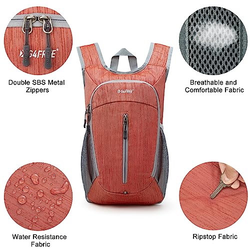 G4Free 10L Hiking Backpack Small Travel Hiking Daypack Lightweight Packable Backpack Casual Foldable Shoulder Bag - color: Red