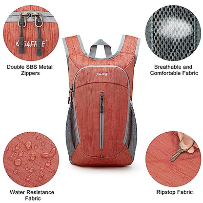 G4Free 10L Hiking Backpack Small Travel Hiking Daypack Lightweight Packable Backpack Casual Foldable Shoulder Bag - color: Red