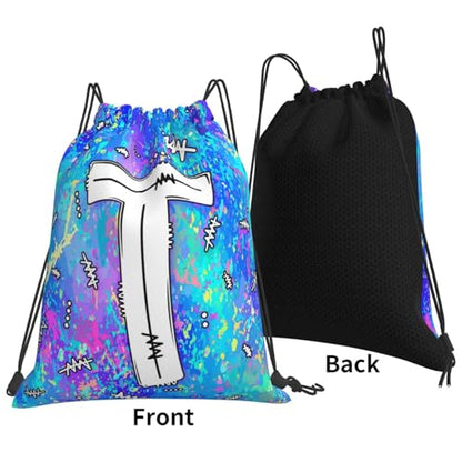 Drawstring Backpack Bag Sport Gym Sackpack Initial Blue Draw String Cinch Bags Bulk String Backpack Storage Bag for Women Men Letters T - color: Letters T