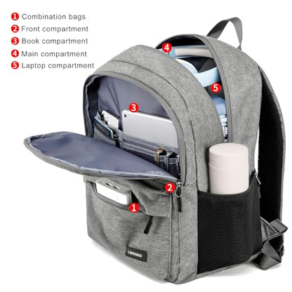 School Backpack for Teen Boys and Girls, with 17.3 inch Laptop Sleeve, Large Computer Bag Mochila with 2 Compartments, Ergonomic Straps, Grey - color: Grey, size: 17.3 Inch