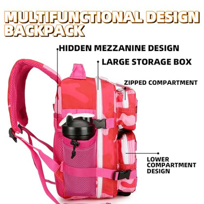 9L Mini Tactical Backpack for Men and Women Tactical Backpack Small for Hiking Small Tactical Bag Fitness Pack - color: Rose Red Cp