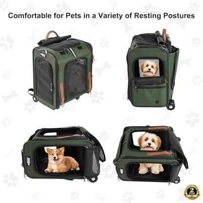 EliteField Deluxe Backpack Pet Carrier (3 Year Warranty, Airline Approved), Travel Soft-Sided Carrier Bag for Dogs, Cats & Small Pets - color: Army Green, size: 18.0"L x 13.5"W x 9.0"H