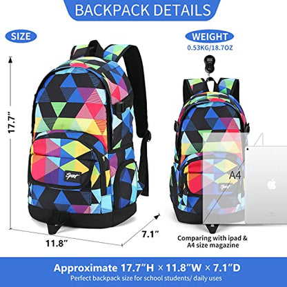 rickyh style School Backpack Travel Bag for Men & Women Lightweight College Back Pack with Laptop Compartmen - color: 04 Triangle Color
