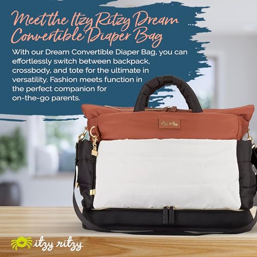 Itzy Ritzy Dream Convertible Diaper Bag Tote Backpack - Baby Diaper Bag with 14 Pockets, Changing Pad & More (Coffee & Cream) - color: Coffee & Cream