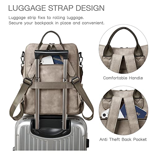 Shrrie Backpack Purse for Women Leather Backpack Fashion Designer Travel Backpack Convertible Shoulder Bag - color: 2-3-two-toned Gray