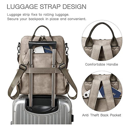 Shrrie Backpack Purse for Women Leather Backpack Fashion Designer Travel Backpack Convertible Shoulder Bag - color: 2-3-two-toned Gray