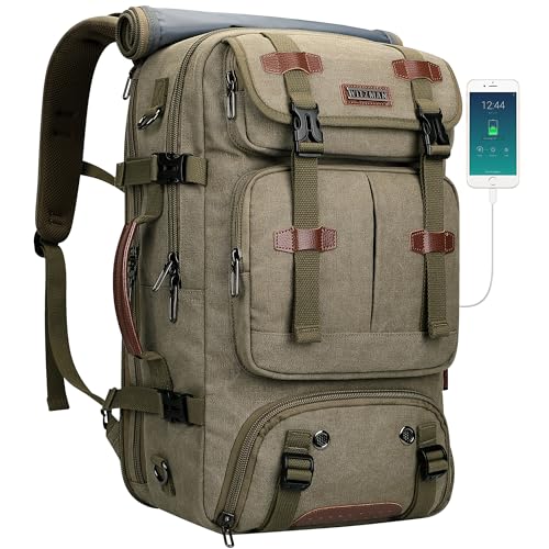 WITZMAN Travel Backpack for Men 40L Large Carry-on Airline Approved Convertible 3 in 1 laptop Bags Fit 16 inch(A8013 Army Green) - color: Army Green