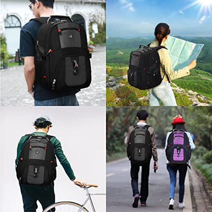 SHRRADOO Extra Large 50L Travel Laptop Backpack with combination lock, College Backpack Airline Approved Business Work Bag Fit 17 Inch Laptops for Men Women,Grey - color: Grey