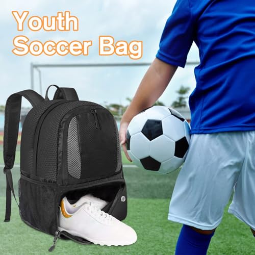 YOREPEK Soccer Backpack,Soccer Bag with Ball Holder, Water resistant Sport Equipment Bags Fit Basketball Volleyball Football - color: Grey