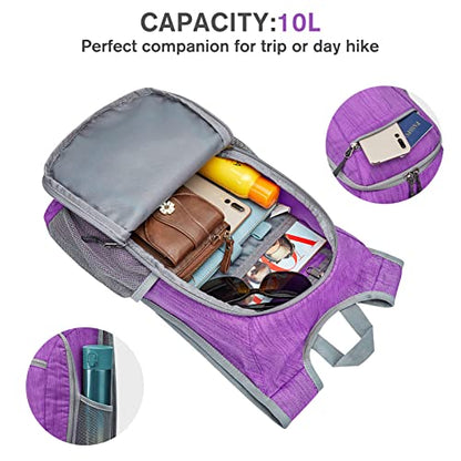 G4Free 10L/15L Hiking Backpack Lightweight Packable Hiking Daypack Small Travel Outdoor Foldable Shoulder Bag - color: Purple, size: 10L