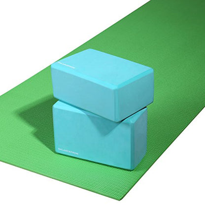 Fitvids Set of 2 High Density Yoga Blocks, 9"x6"x4" Each, Pair, Multiple Colors - color: Green