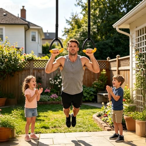 Gymnastics Rings | Exercise Strength Training Equipment,Exercise Rings Adjustable Straps,for Fitness Strength Training Home Outdoor Garage Park School Adult Men - color: Style A