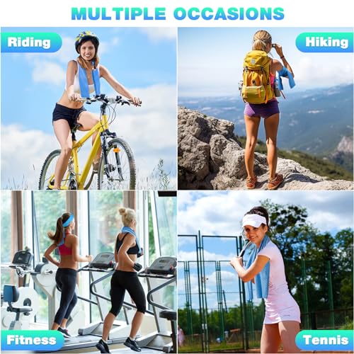 MENOLY 10 Pack Cooling Towels, Sweat Towels Cooling Towels for Neck and Face, Microfiber Towel Soft Breathable Towel for Gym, Yoga, Camping, Running, Fitness, Workout & More Activities(32"x12") - size: 10 Pack (Grey/Blue)