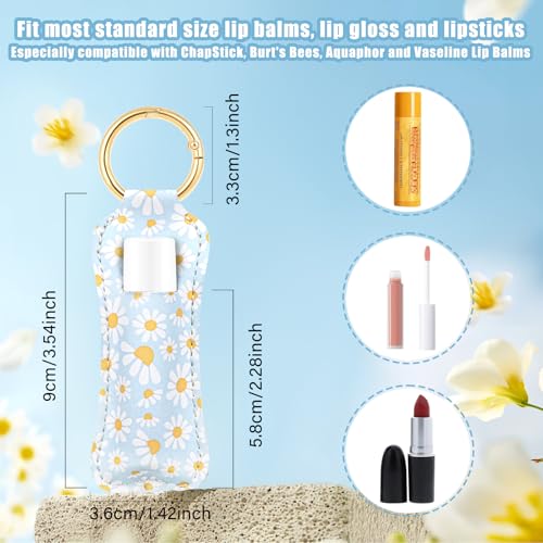 WK IEASON Lip Balm Holder for Chapstick Lipstick Sleeve Keychain,Small Christmas Gifts Stocking Stuffers for Teen Girls Women - color: 5 Pcs Floral Set B