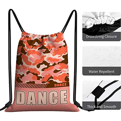 Drawstring Backpack Waterproof Gym Drawstring Bags Sports String Bag Camo Sackpack-Carol Dance Drawstring Bag - color: Dance Drawstring Bags-camo Carol