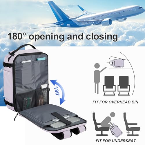 Carry On Travel Backpack with Shoe Compartment Flight Approved Laptop Backpack Expandable Work Business Backpack for Women Men Casual Daypack, Purple - color: Purple, style: A