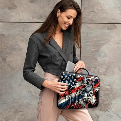 14 15 15.4 15.6 inch Laptop Handle Bag Computer Bag, Pouch Holder Notebook Sleeve Cover Soft Case Compatible for Dell,Lenovo,Toshiba HP, Asus Notebook-Flag Wolf - color: Flag Wolf