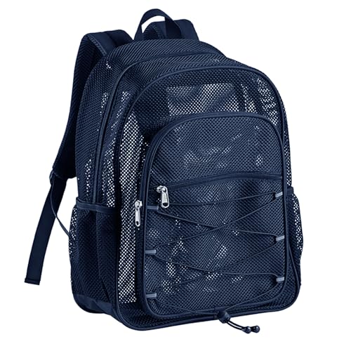 COVAX Mesh Backpack for School Heavy Duty Semi-Transparent Bookbags for Beach, Swimming, Sports, Work, Travel (Royal Blue) - color: Royal Blue