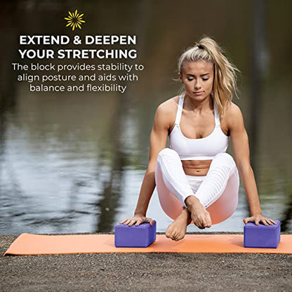 4" Yoga Block, 10 Pack Bulk EVA Foam Yoga Blocks, Firm and Supportive Yoga Brick, Balance Foam for Stretching, Pilates, and Workout, 4" x 6" x 9" - color: Purple