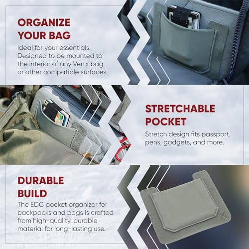 Vertx Stretch Pocket Organizer Insert Attachment for Backpack, Bag Organization, Small, 2-Pack - size: Small / 2 Pack