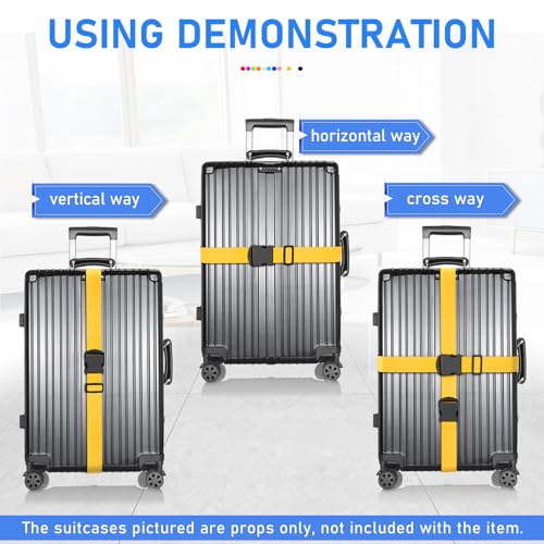 Personalised Luggage Straps for Suitcases, 8 Pieces - Custom Luggage Strap with Embroidery Text, Thickened Luggage Belt with Quick Release Buckle, Travel Suitcase Straps, Adjustable Travel Bag Strap - color: 8 Pieces