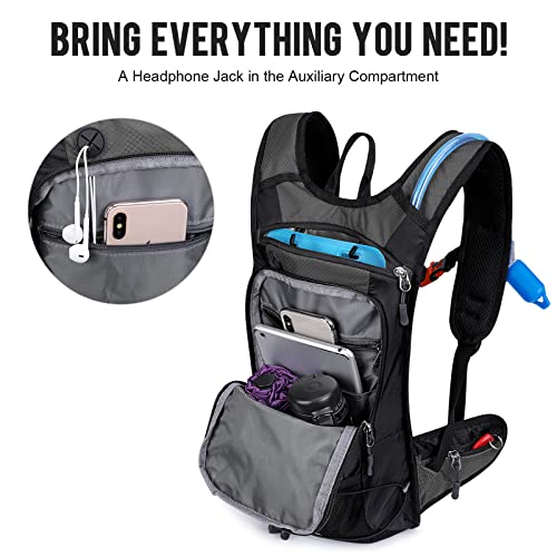 G4Free Insulated Hydration Backpack Pack with 2L BPA Free Bladder for Outdoor Running Hiking Cycling Camping - color: Grey