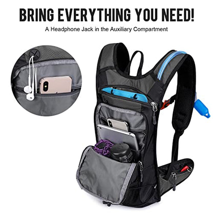 G4Free Insulated Hydration Backpack Pack with 2L BPA Free Bladder for Outdoor Running Hiking Cycling Camping - color: Grey