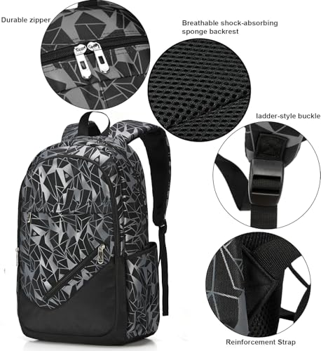 Travel Laptop Backpack, Business Slim Sturdy Water Resistant School Backpack, Gift for Men & Women, Fits 15.6 Inch Notebook - color: Black-gray