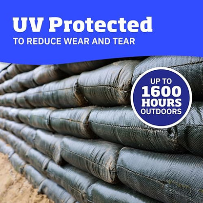 DURASACK Heavy Duty Sand Bags with Tie Strings Empty Woven Polypropylene Sand-Bags for Flood Control with 1600 Hours of UV Protection, 50 lbs Capacity, 14x26 inches, Green, Pack of 10 - color: Green, size: 10 Sandbags