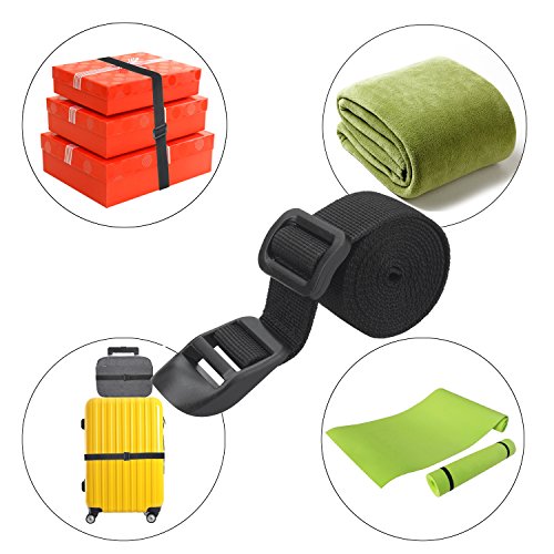 Wisdompro Sleeping Bag Strap, 2 Pack of Heavy Duty Utility Straps for Backpacking, Sleeping Bag Compression, Luggage, Camping, Hiking with Plastic Buckle - 48 inch, Black - size: 48 inches