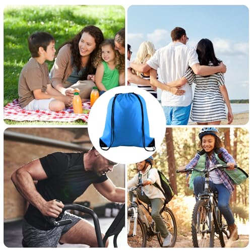 KUUQA 2 Pcs Light Blue Drawstring Backpack Drawstring Bag Bulk Sports Cinch Bags String Backpack Storage Bags for Gym Traveling - color: Light Blue