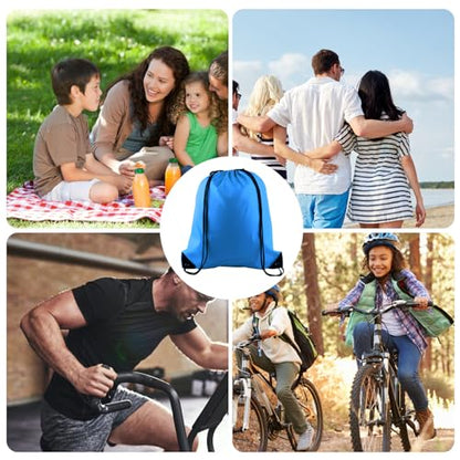 KUUQA 2 Pcs Light Blue Drawstring Backpack Drawstring Bag Bulk Sports Cinch Bags String Backpack Storage Bags for Gym Traveling - color: Light Blue