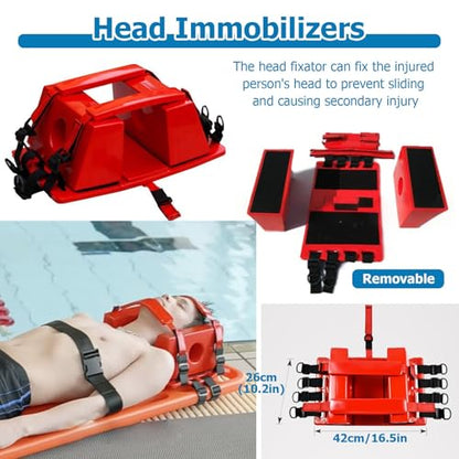 Foldable Spine Stretcher with Head Imlizer - Water- Floating Backboard for Lifeguards, Emerncy Responders, and Lifesaving Situats - color: Head Immobilizer