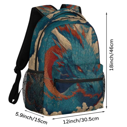 Kids Backpack for Girl Boy Travel Kids Back Pack fit Women Men Animal Dragon Art Lightweight Rucksack Waterproof Casual Daypack School Bookbag Carry On Bag for Work Hiking Camping Gym Travel - color: Animal Dragon Art
