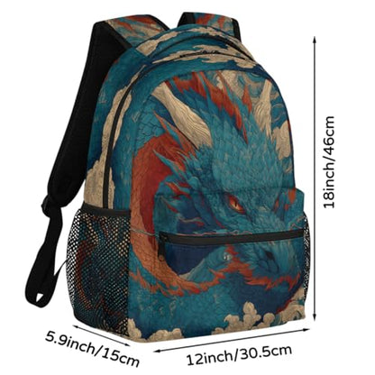 Kids Backpack for Girl Boy Travel Kids Back Pack fit Women Men Animal Dragon Art Lightweight Rucksack Waterproof Casual Daypack School Bookbag Carry On Bag for Work Hiking Camping Gym Travel - color: Animal Dragon Art