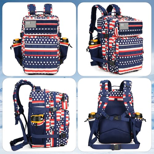 Lovelinks21 45L Tactical Assault Backpack 3 day assault pack with Molle Waterproof backpack Rucksack for Tactical Backpacks (Striped Flag) - color: Striped Flag