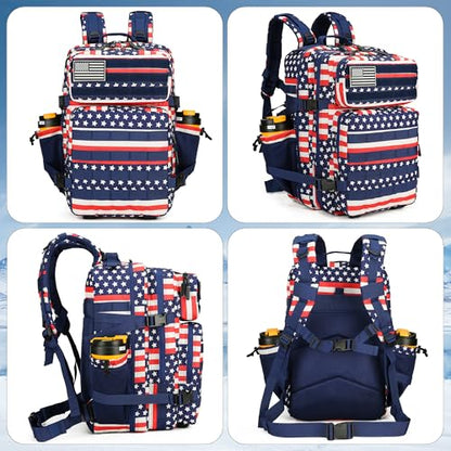 Lovelinks21 45L Tactical Assault Backpack 3 day assault pack with Molle Waterproof backpack Rucksack for Tactical Backpacks (Striped Flag) - color: Striped Flag